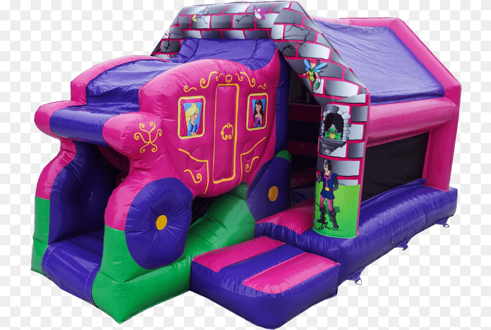 Princess Carriage Front Slide Bouncer Inflatable, Person, Play Area, Indoors, Baby Png