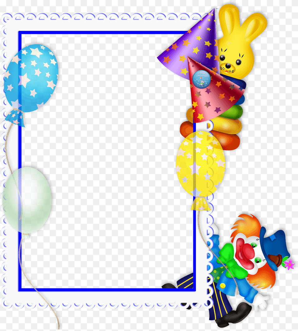 Princess Clipart Borders And Frames Happy Birthday Frame, Balloon, Clothing, Hat, People Free Png Download