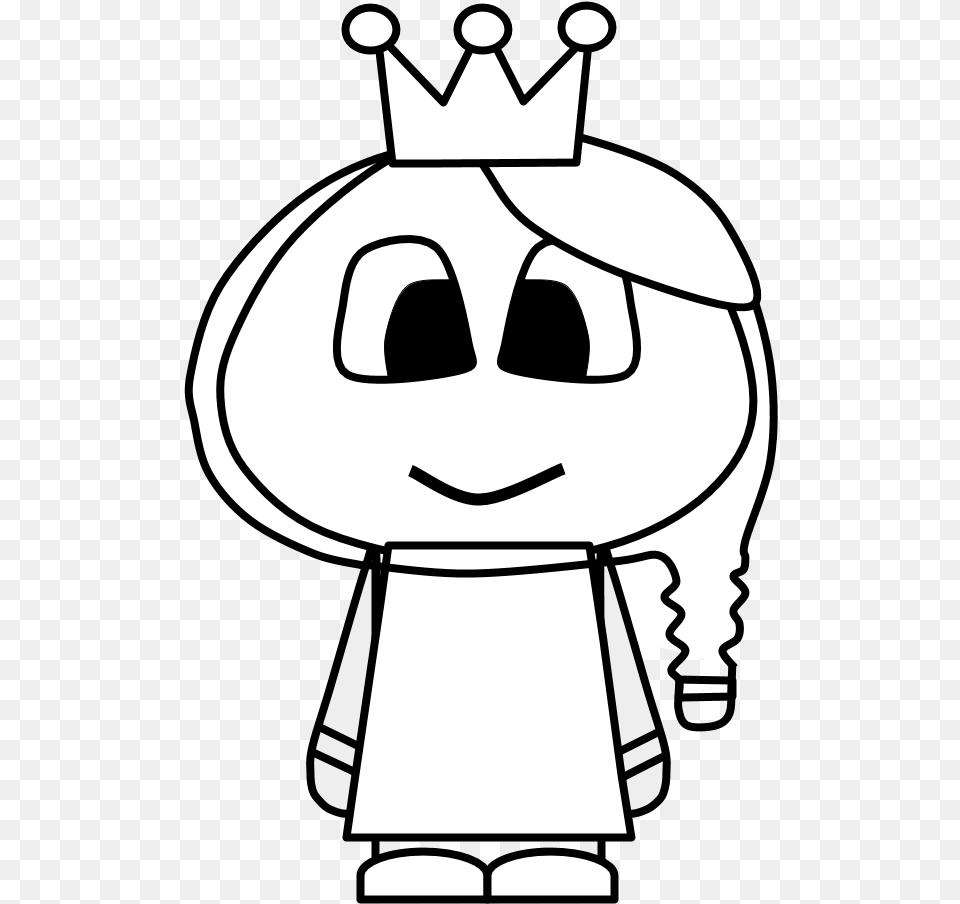 Princess Crown Big Eyes Cartoon Person Black And Cartoon Person With Crown, Stencil, Baby Free Png Download