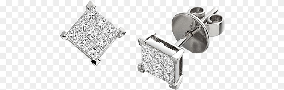 Princess Cut, Accessories, Silver, Earring, Jewelry Free Transparent Png
