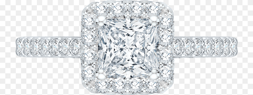Princess Cut Diamond Halo Engagement Ring With 14k White Gold Ring, Accessories, Gemstone, Jewelry, Chandelier Free Png Download