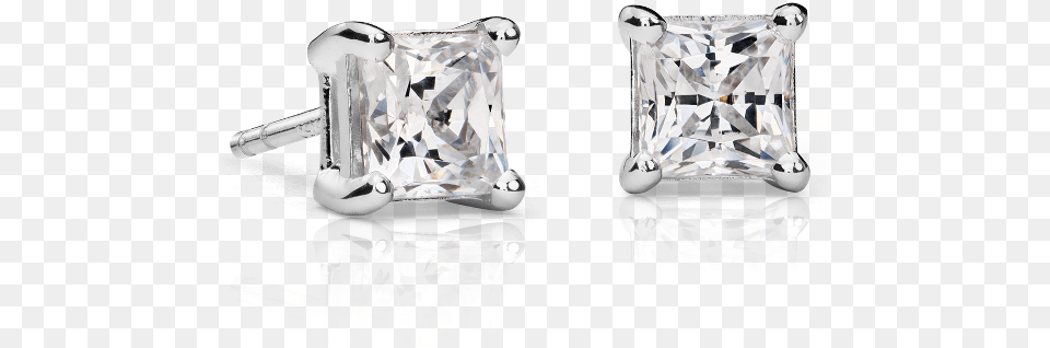 Princess Cut Diamond Studs Earring, Accessories, Gemstone, Jewelry, Silver Png