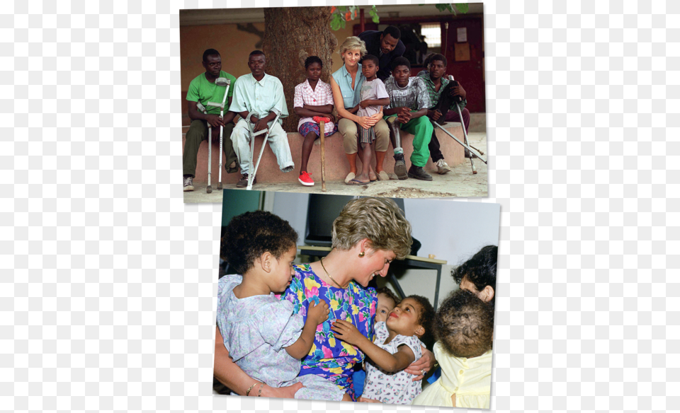 Princess Diana Sits With Children Injured By Mines Toddler, Head, Art, Portrait, Photography Png Image