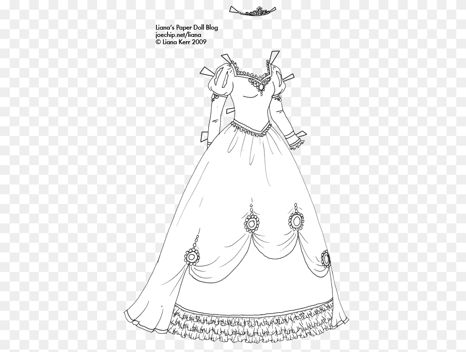 Princess Dress Black And White For Coloring, Formal Wear, Wedding Gown, Clothing, Fashion Free Png Download