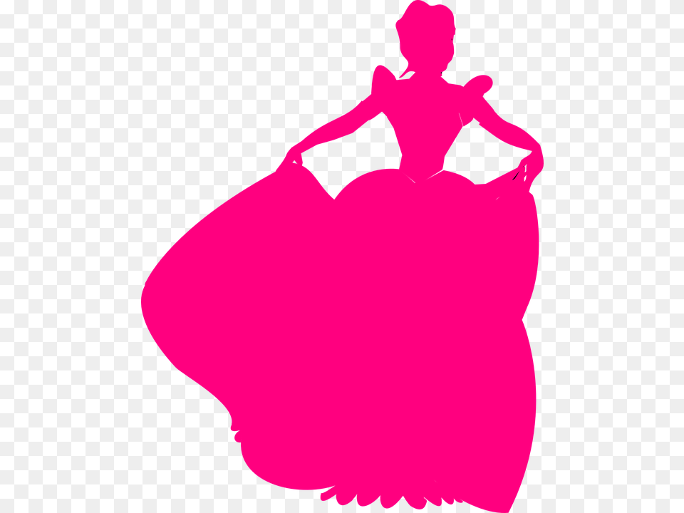 Princess Dress Gown Pink Silhouette Puff Sleeves Princess Clipart Pink, Dancing, Leisure Activities, Person, Ballerina Free Png Download