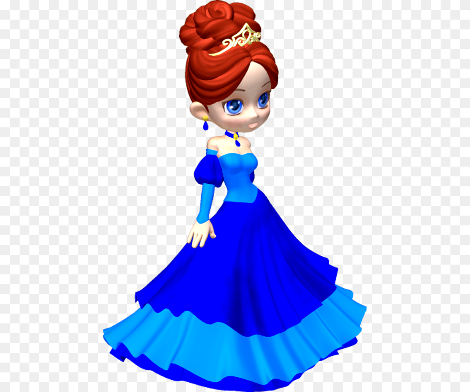 Princess In Blue Poser Clipart, Baby, Person, Toy, Dress Free Png