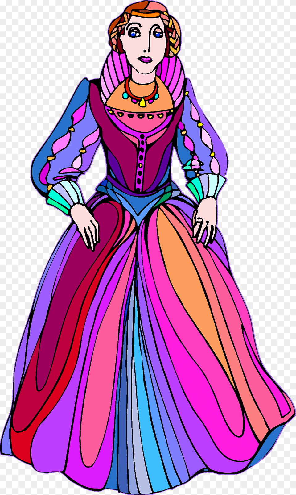 Princess In Colorful Dress Clipart, Fashion, Person, Gown, Clothing Free Png