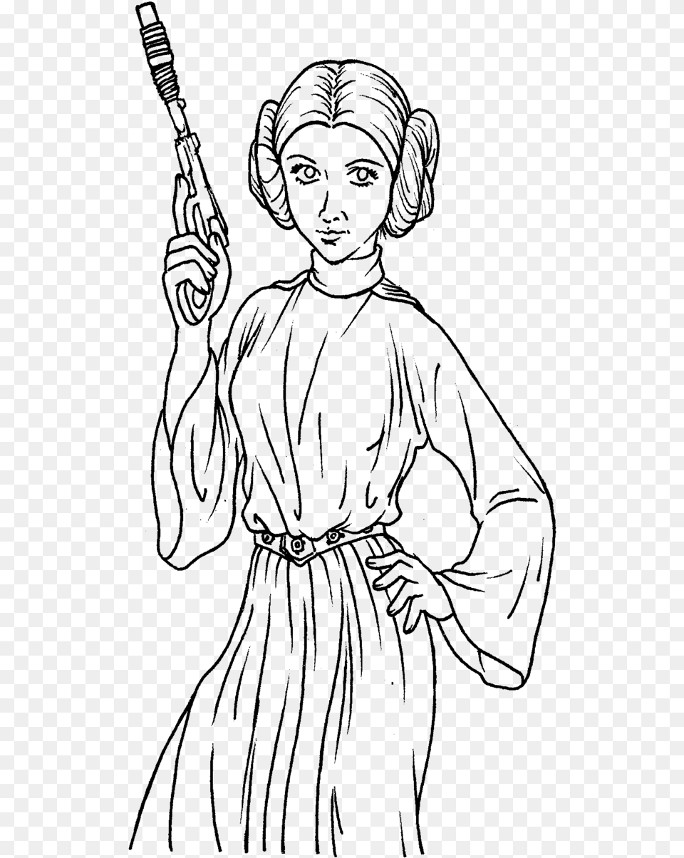 Princess Leia Coloring Sheets Star Wars Leia Coloring Pages, Gray Free Png