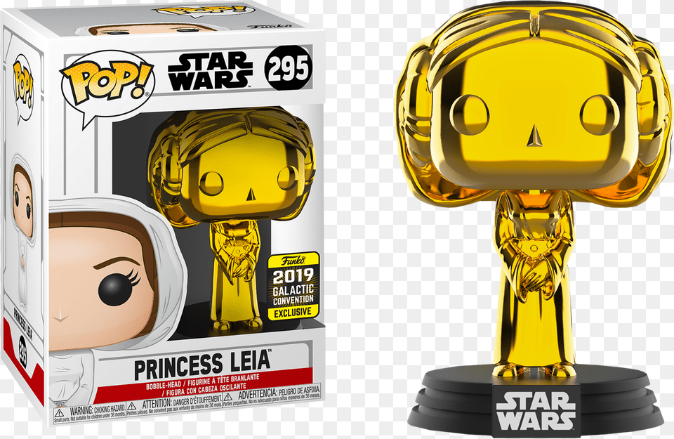Princess Leia Gold Chrome Funko Pop, Face, Head, Person, Helmet Png