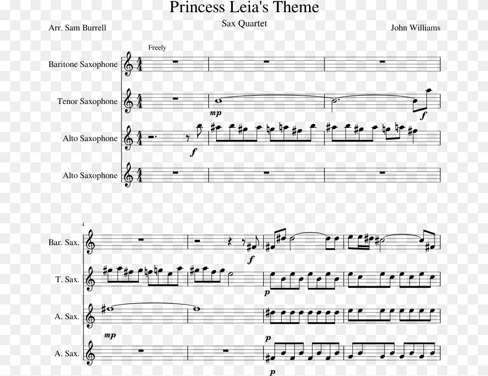 Princess Leia39s Theme Sheet Music Composed By John Love Galore Sheet Music, Gray Png