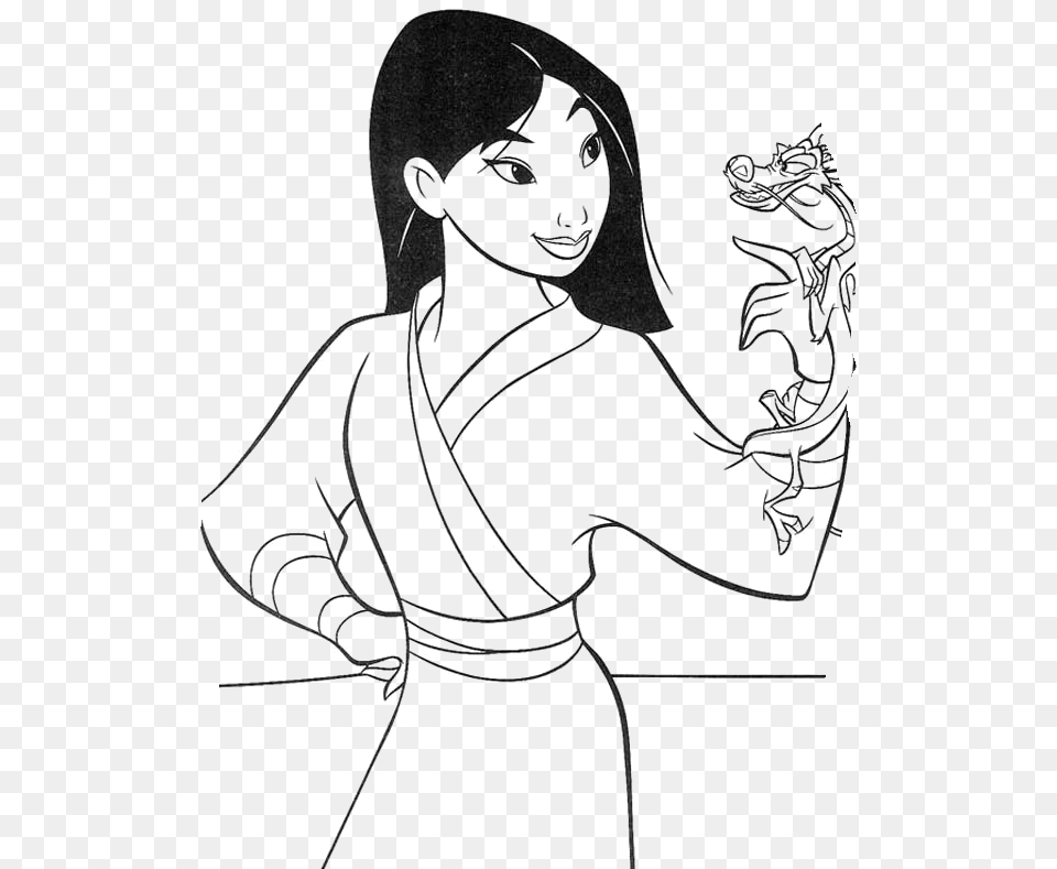 Princess Mulan And Mushu Coloring For Kids Colouring Pages Disney Princess Mulan, Stencil, Art, Adult, Wedding Png Image