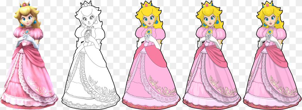 Princess Peach Drawing At Princess Peach Super Smash Bros Drawing, Toy, Clothing, Doll, Dress Png