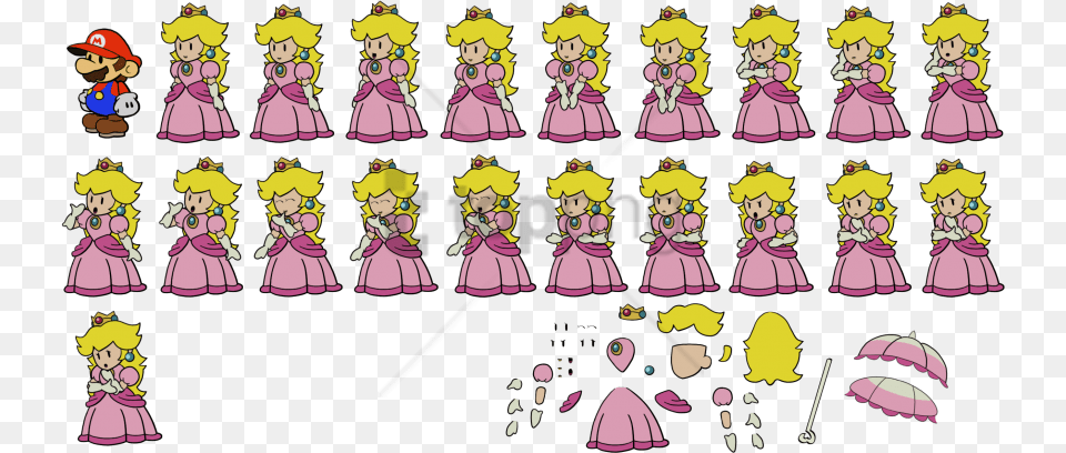 Princess Peach Paper Mario Image With Paper Peach Sprite Sheet, Book, Comics, Publication, Person Free Transparent Png