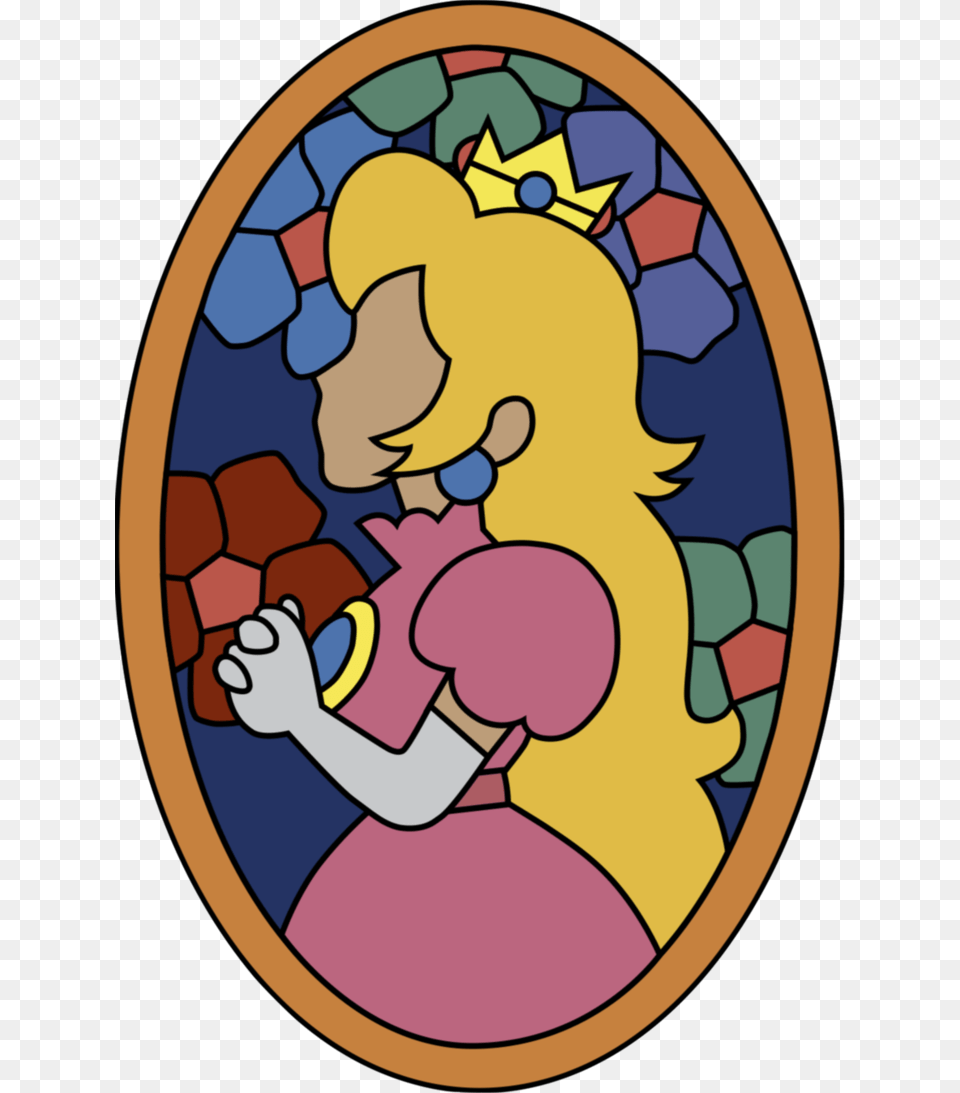 Princess Peach Stained Glass Window From Super Mario, Art, Baby, Person Png Image