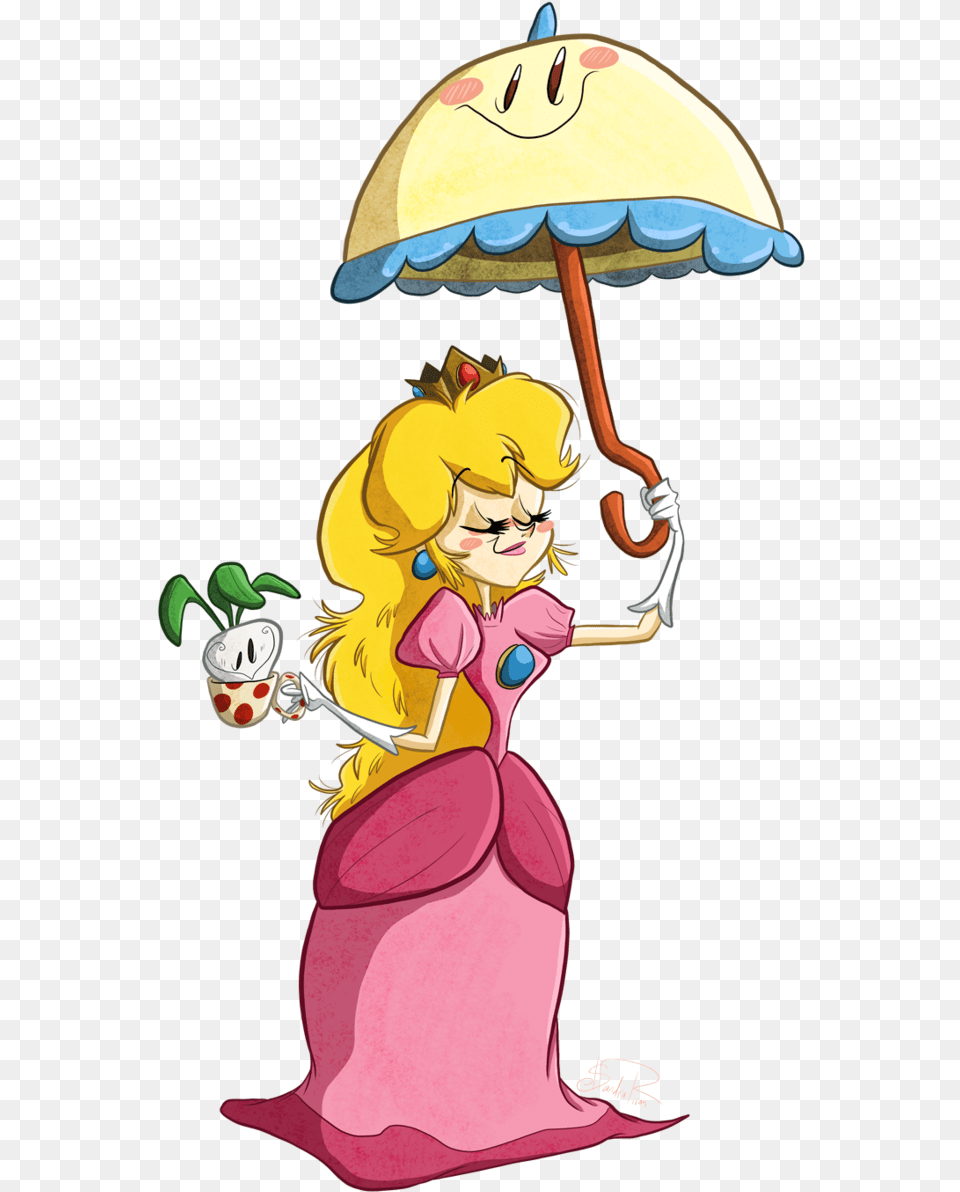 Princess Peach Umbrella Clipart Download, Baby, Person, Book, Cartoon Png Image