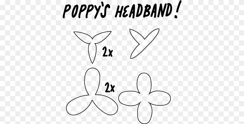 Princess Poppy Headband Template, Gray Png