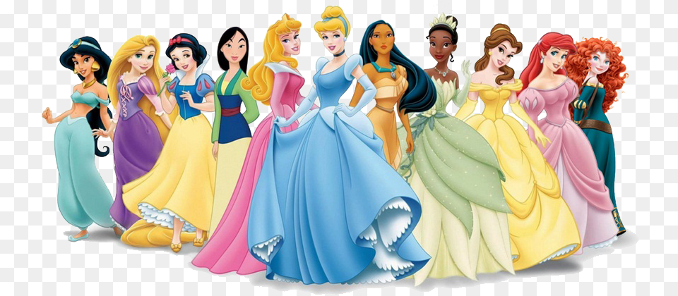 Princess Background All Disney Princesses Wear Blue, Figurine, Adult, Person, Female Free Transparent Png