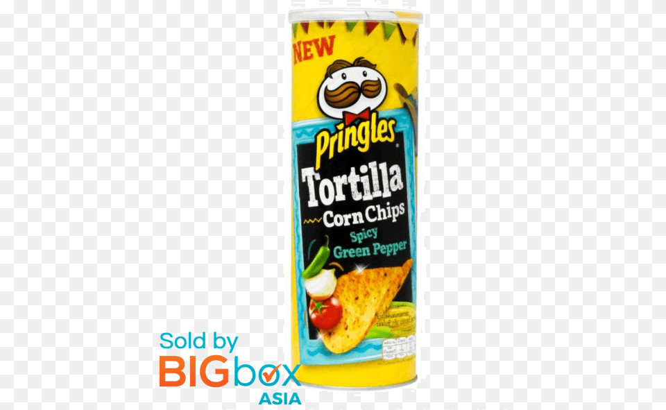 Pringles Tortilla Spicy Green Pepper 110g Pringles, Food, Snack, Advertisement, Lunch Png Image