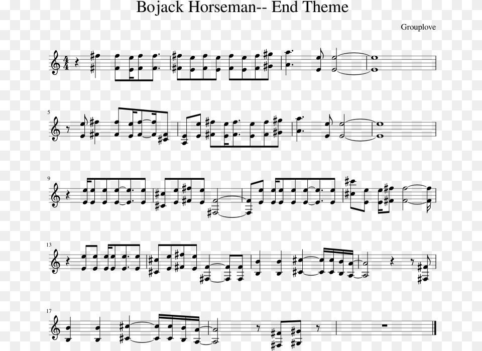 Print Bojack Horseman Sheet Music, Gray Png