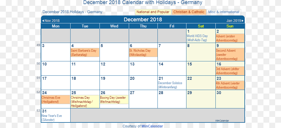 Print Friendly December 2018 Germany Calendar For Printing Public Holiday December 2018, Text, Computer Hardware, Electronics, Hardware Free Png