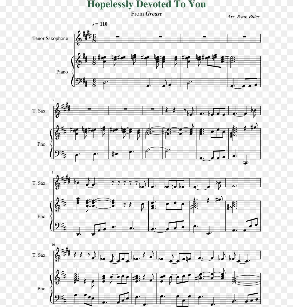 Print Hopelessly Devoted To You Partitura Free Png Download