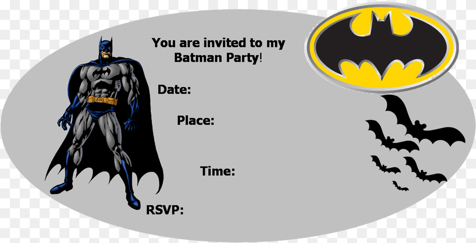 Print Instructions Batman Party Decorations Batman Batman Birthday Invite Template, Logo, Adult, Male, Man Free Transparent Png