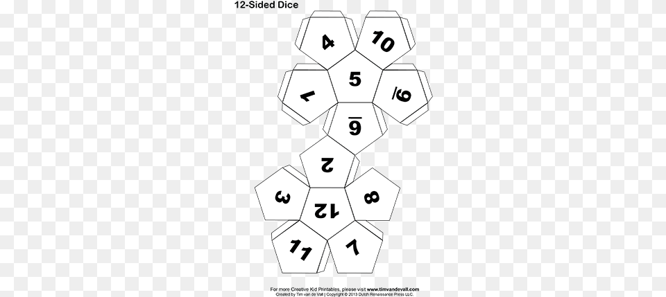 Printable 12 Sided Paper Dice Bw Tab 350w 12 Sided Dice Paper, Symbol, Text, Number, Ammunition Png Image
