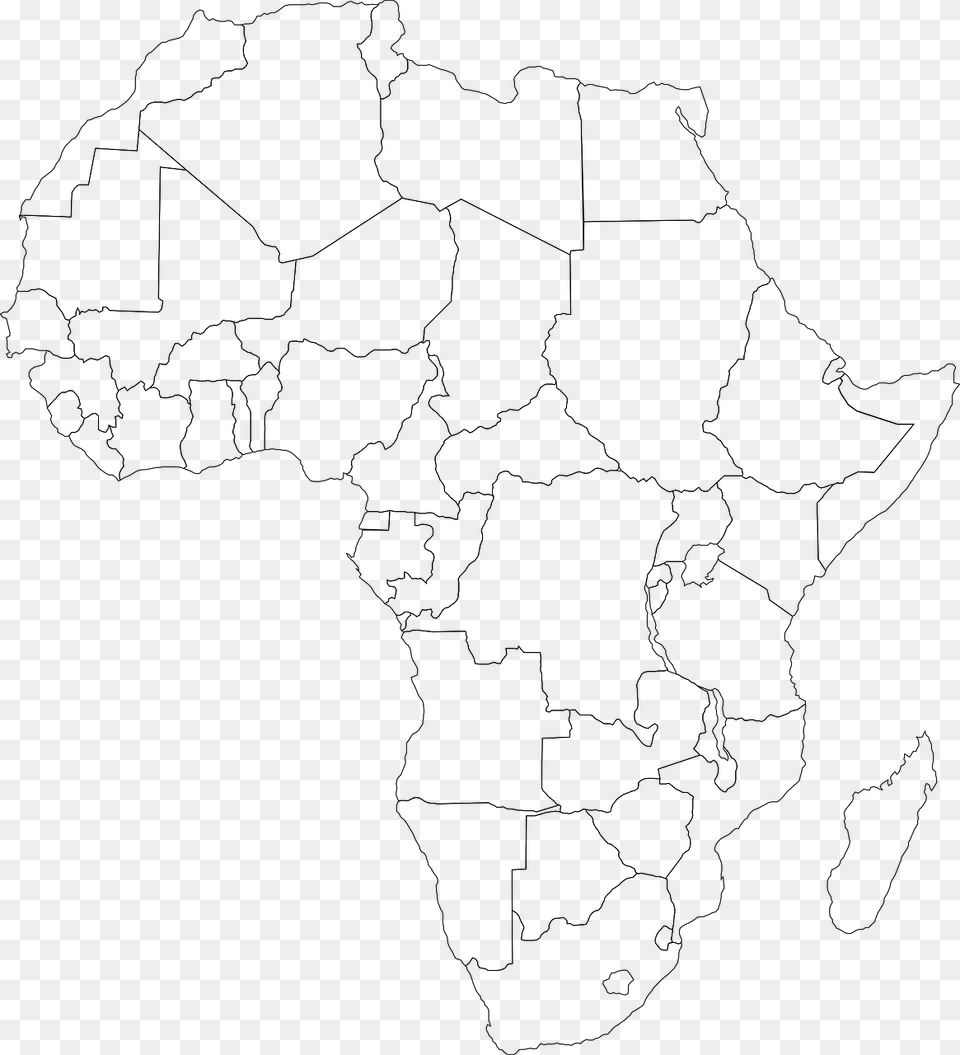Printable Africa Political Map, Gray Free Png