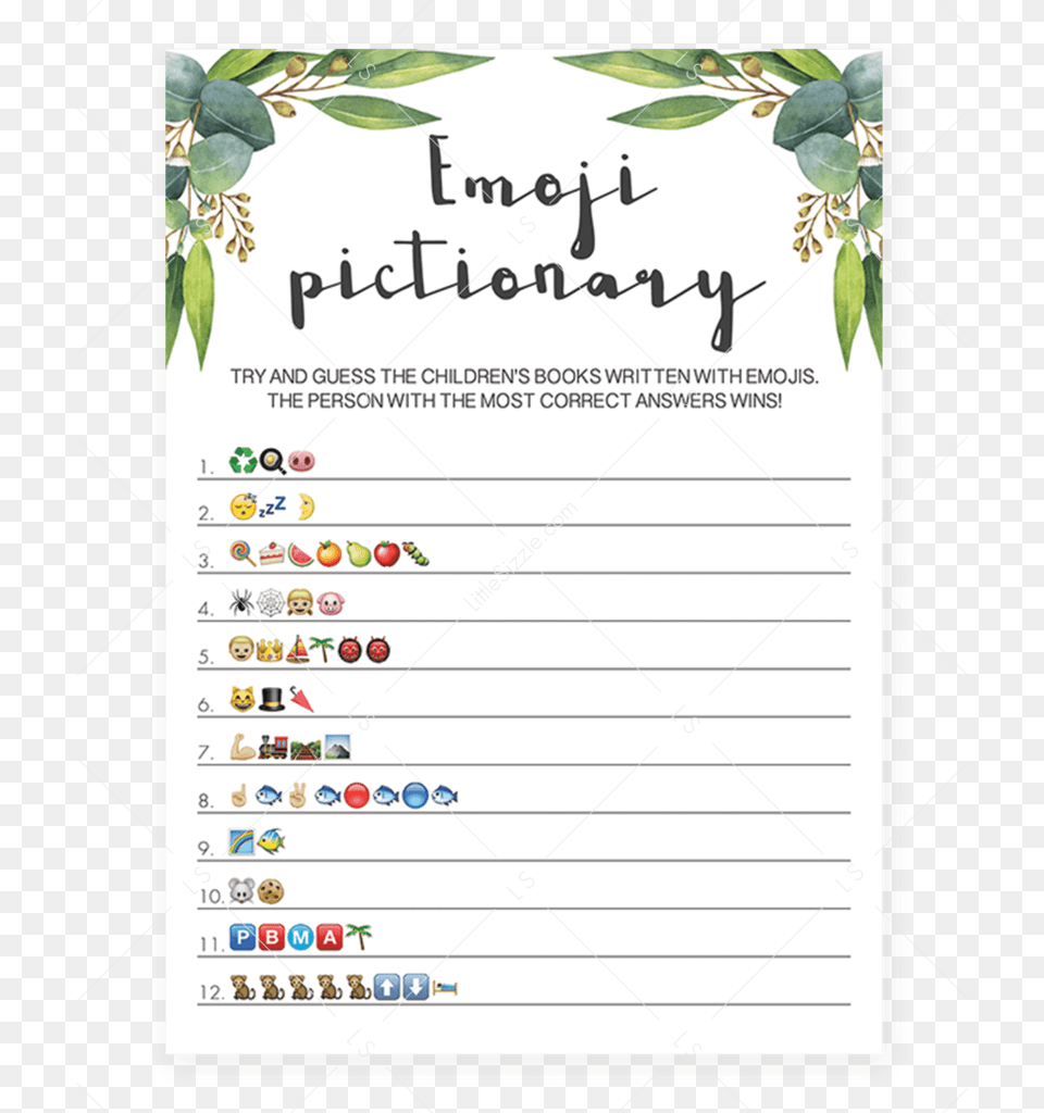 Printable Baby Shower Emoji Game, Page, Text, Plant, Advertisement Free Png Download
