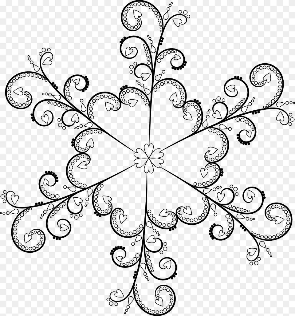 Printable Black And White Snowflake, Art, Floral Design, Graphics, Pattern Free Png Download