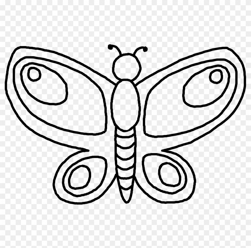 Printable Butterfly Outline Coloring Pages Pattern, Gray Free Png