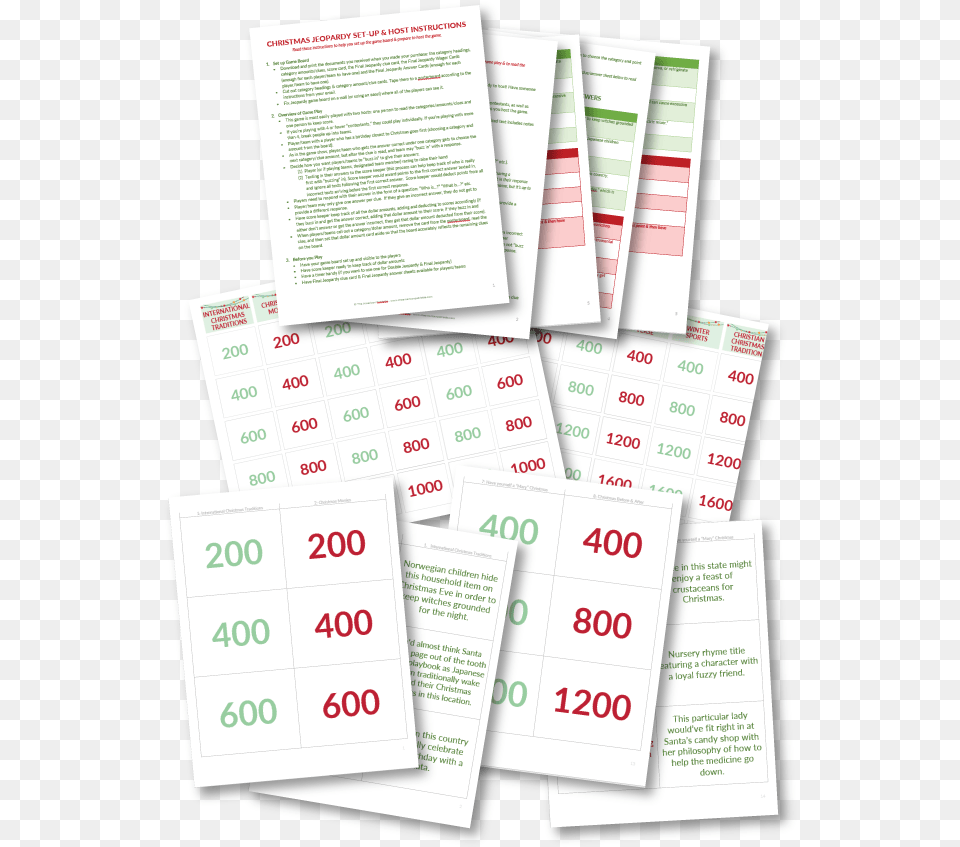 Printable Christmas Jeopardy Game Brochure, Advertisement, Poster, Text Png