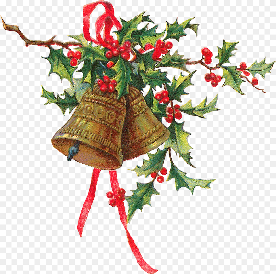 Printable Christmas Holly Bells, Plant, Bell Free Transparent Png