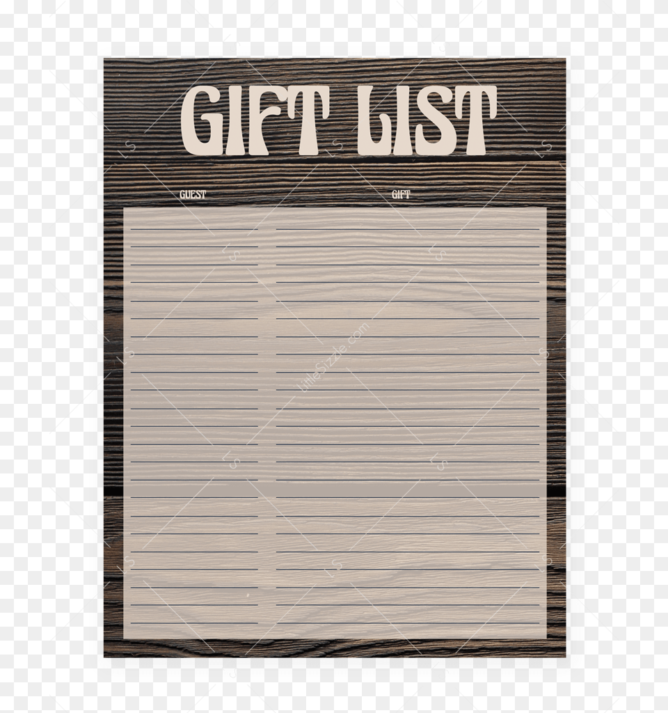 Printable Dark Wood Gift List For Rustic Party By Littlesizzle, Page, Text Free Png Download