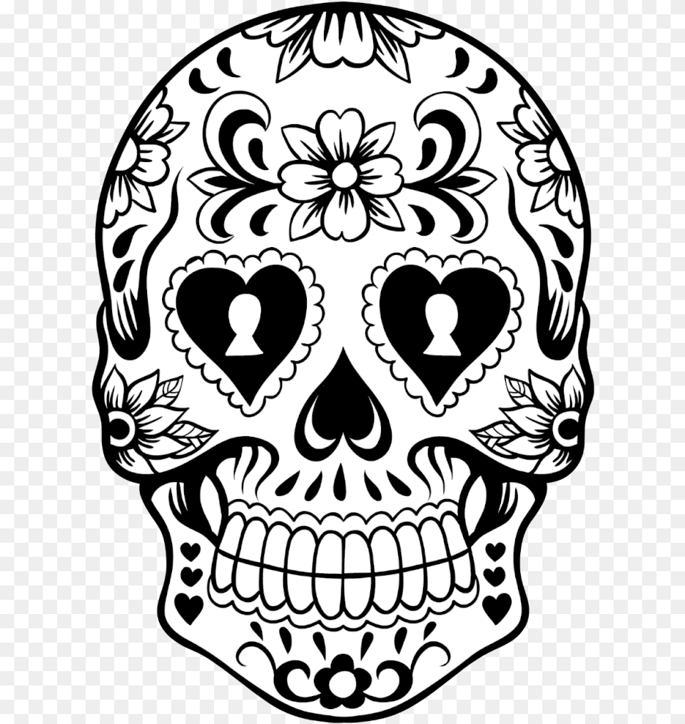 Printable Dia De Los Muertos Skulls, Stencil, Art, Drawing, Baby Png Image