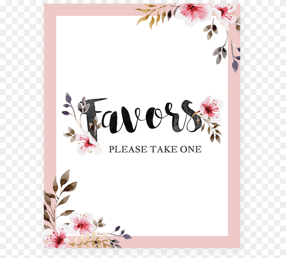 Printable Favors Sign With Blush Pink Flowers By Littlesizzle Favors Please Take One Printable, Plant, Art, Floral Design, Graphics Free Png