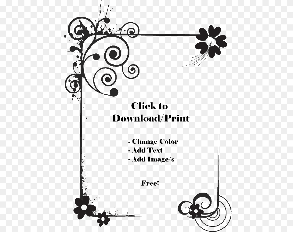 Printable Flower Border, Greeting Card, Envelope, Mail, Poster Free Transparent Png