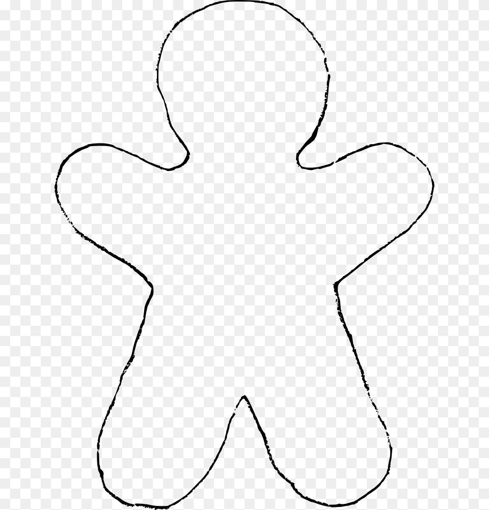 Printable Gingerbread Man Outline, Silhouette, Stencil Png