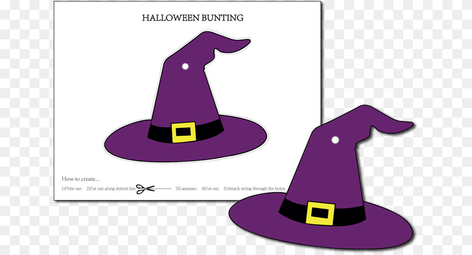 Printable Halloween Bunting Hat Fellowes Cut Out Halloween Decorations Print, Clothing, Purple, Hardhat, Helmet Free Png
