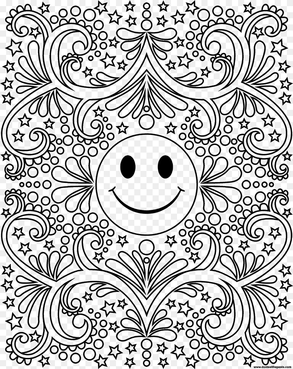 Printable Happy Face Smiley Coloring, Gray Free Png