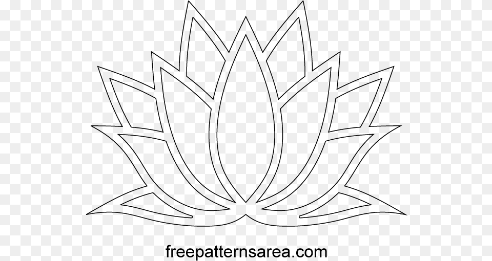 Printable Lotus Flower Template, Gray Free Transparent Png