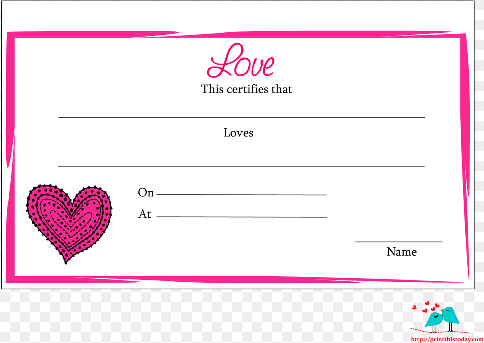 Printable Love Certificates Love Certificate For Boyfriend, Text, Document Png Image