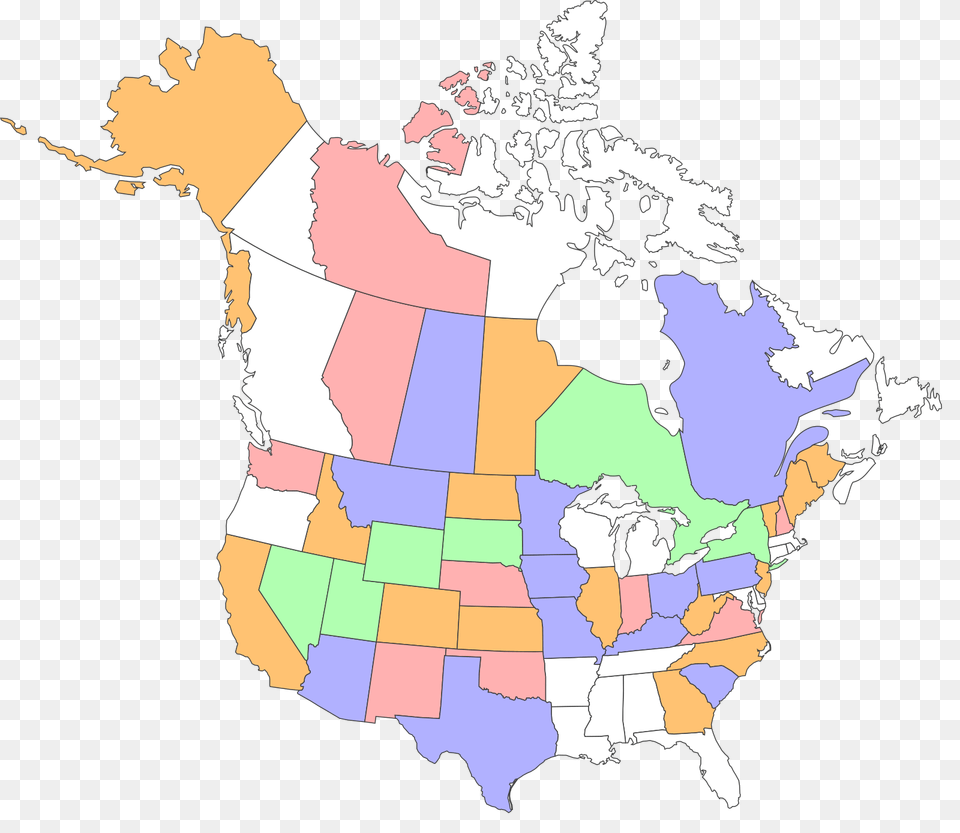 Printable Map Of Canada And Us No Sattes Us State Outlines No, Chart, Plot, Atlas, Diagram Png