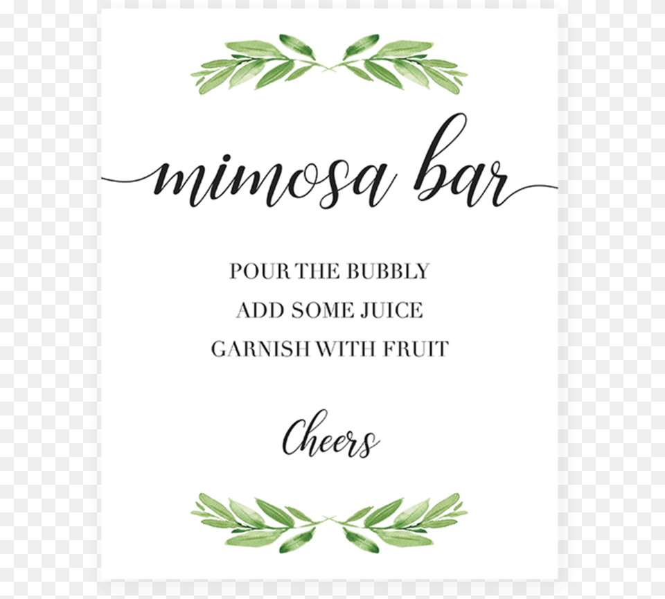 Printable Mimosa Bar Table Sign For Greenery Themed Favors Please Take One Sign, Herbal, Plant, Leaf, Herbs Png