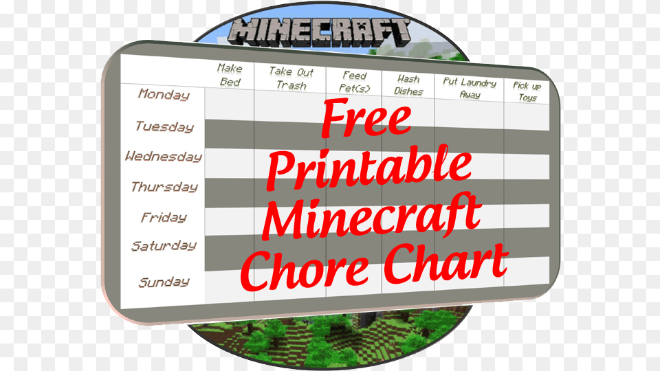 Printable Minecraft Chore Chart Printable Minecraft Chore Chart, Text Free Png Download