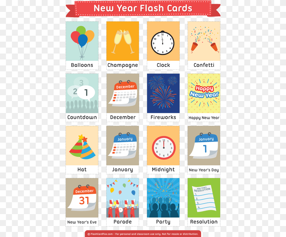Printable New Year Flash Cards Flashcard For New Year, Advertisement, Poster, Text, Person Free Png Download