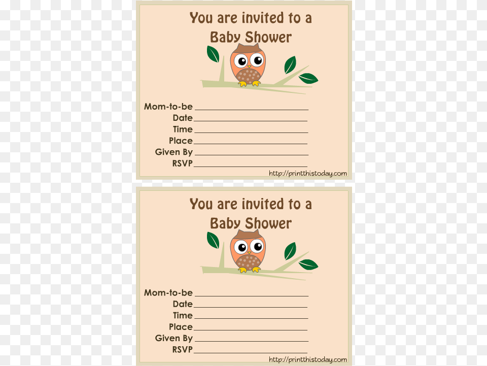 Printable Owl Baby Shower Invitations Party, Page, Text, Animal, Bird Free Png