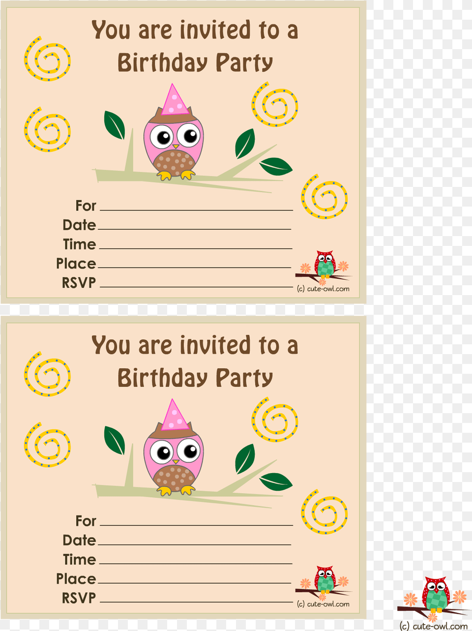 Printable Owl Birthday 11th Birthday Invitations For Girls, Text, Page, Advertisement, Poster Free Png Download