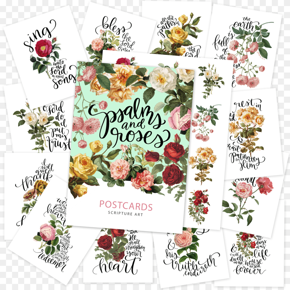 Printable Psalms Roses Postcards Stickers, Envelope, Greeting Card, Mail, Art Png Image