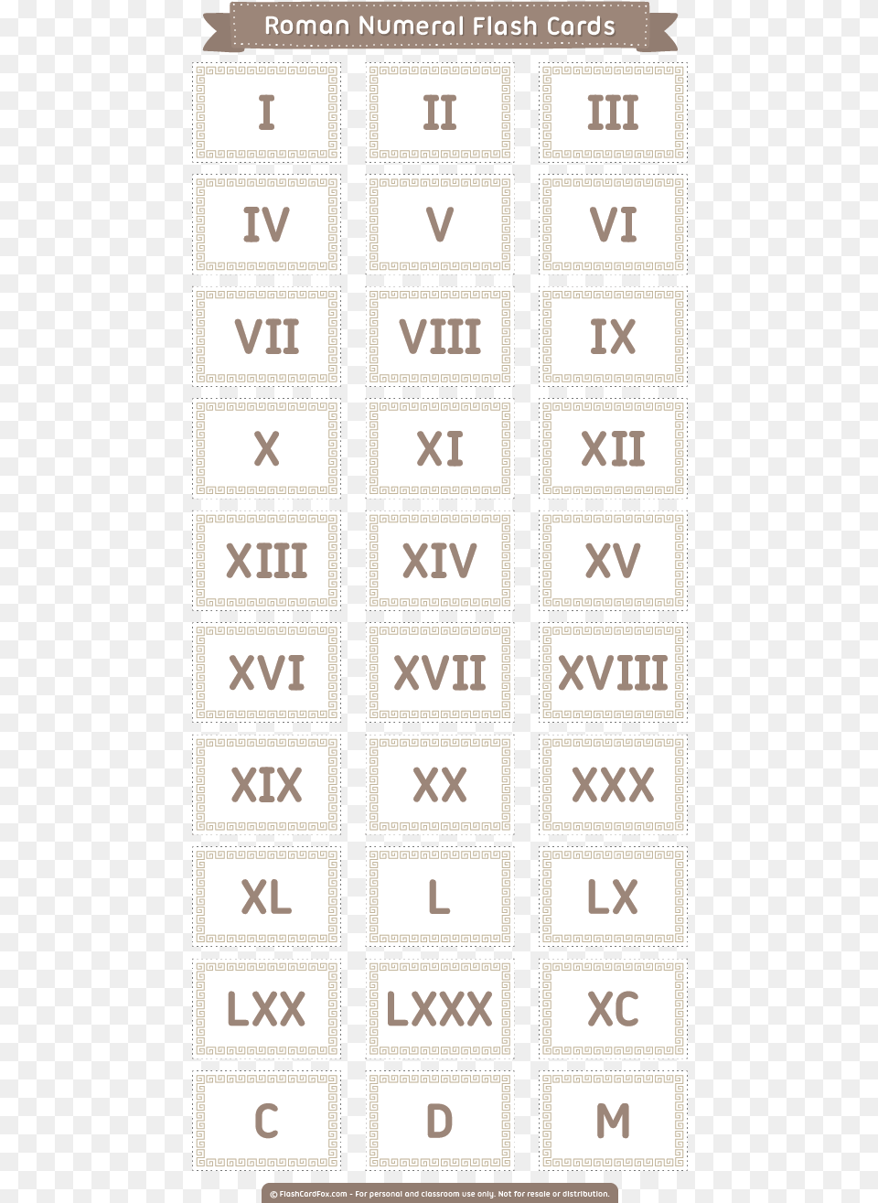 Printable Roman Numeral Flash Cards Roman Numerals, Symbol, Number, Text, Scoreboard Png Image